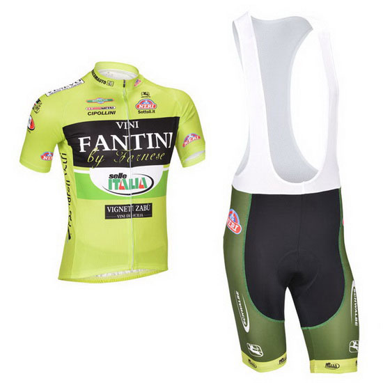 2013 Maillot Vini Fantini Tirantes Mangas Cortas verde Y Negro